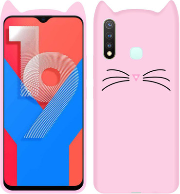 CASE CREATION Back Cover for Vivo U10 (2020) Cases 3D Cover Meau silicone(Pink, Grip Case, Pack of: 1)