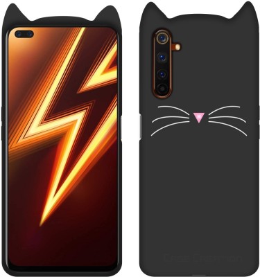 CASE CREATION Back Cover for Realme 6 Pro (6.30 inch) Cat Designer Case Cover Girly Soft(Black, Shock Proof, Pack of: 1)