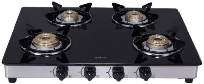 Elica Elica Vetro Glass Top 4 Burner Gas Stove with Double Drip Tray (694 CT DT VETRO) Glass Manual Gas Stove(4 Burners)