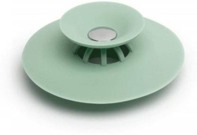 prisma collection Creative 2-in-1 Silicone Sewer Sink Sealer Cover Drainer Stopper with Hair Catcher Hair Wash Basin(Green)