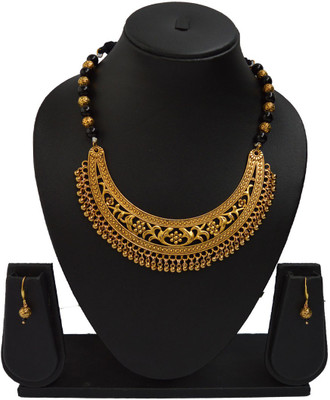 Sandhya Designer Studio Stone Black, Gold Jewellery Set(Pack of 1)