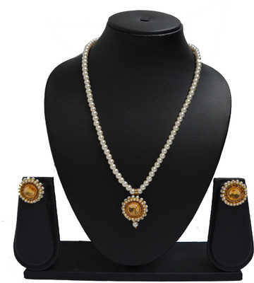 Sandhya Designer Studio Mother of Pearl White Jewellery Set(Pack of 1)