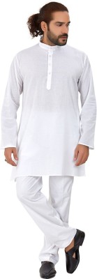 Ajay Arvindbhai Khatri Men Solid Straight Kurta(White)