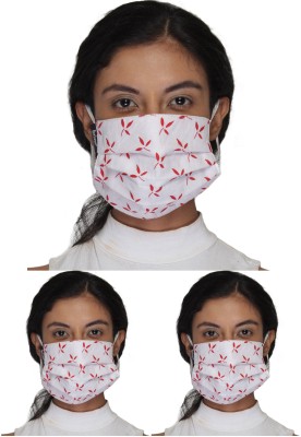Anekaant ADMC101A1A1A Reusable, Washable Cloth Mask(White, Red, Free Size, Pack of 3)