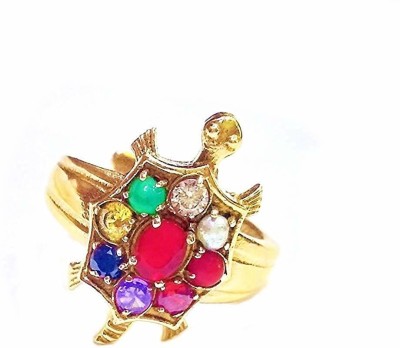 PARTH GEMS TORTOISE NAVRATAN GOLD PLATED RING Bronze Cat's Eye, Beads Gold Plated Ring