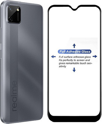 Mobizworld Edge To Edge Tempered Glass for Realme C11(Pack of 1)