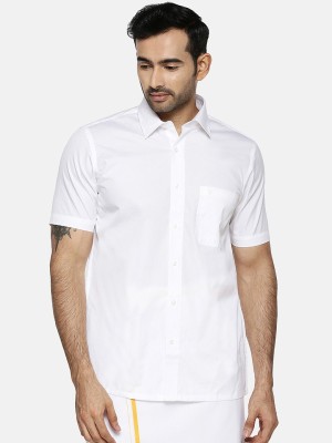 Ramraj Cotton Men Solid Formal White Shirt