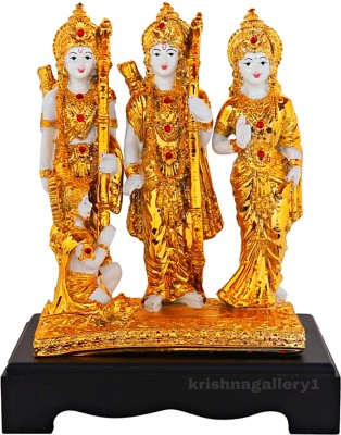 krishnagallery1 GOLD PLATED Lord Ram Darbar Murti Statue , Ram darbar Hanuman , Marble Ram Darbar , Hanuman Murti , hanuman statue (Home Temple Poojan Use , Office Temple Poojan use , Gifted pooja Item statue Decorative Showpiece  -  32 cm(Gold Plated, Multicolor)
