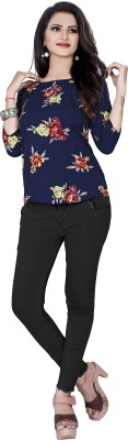 Urban Creation Casual 3/4 Sleeve Printed Women Red, Blue Top