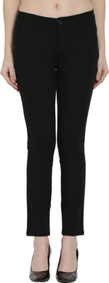 Zeston Slim Fit Women Black Trousers