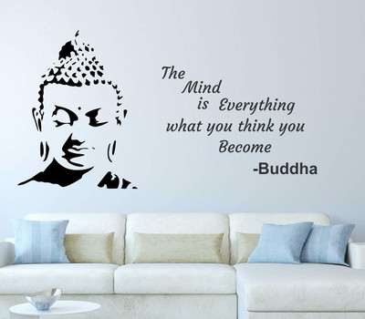 INKEDIFY 115 cm Peaceful Buddha and Quote Wall Sticker Self Adhesive Sticker(Pack of 1)