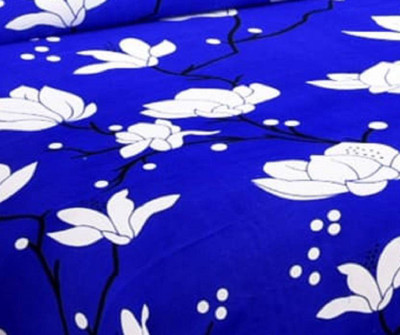 ASG ENTERPRISES 140 TC Polycotton Double 3D Printed Flat Bedsheet(Pack of 1, Blue)