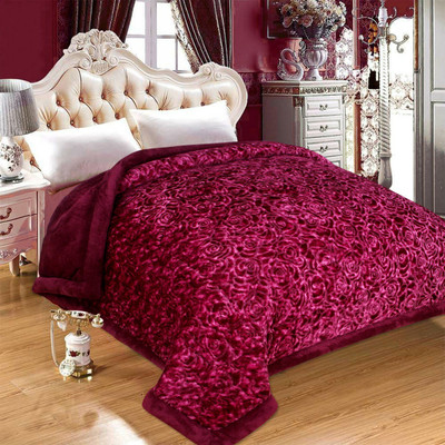 Homerica Floral King Quilt for  Heavy Winter(Woollen Blend, METALLIC WINE)