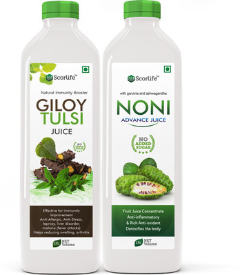 Scorlife Giloy Tulsi Juice (1 L) & Noni Juice (1 L)(2 x 1000 ml)