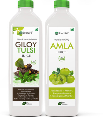 Scorlife Giloy Tulsi Juice (1 L) & Amla Juice (1 L)(2 x 1000 ml)