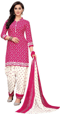 PINK WISH Crepe Printed Salwar Suit Material