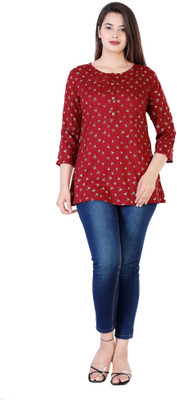 ANNU PARIDHAN Women Printed Straight Kurta(Maroon)