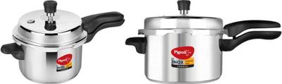 Pigeon Inox Combo of 3L and 5L 3 L, 5 L Induction Bottom Pressure Cooker