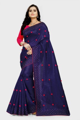 Miswa Embroidered Bollywood Art Silk Saree(Blue)