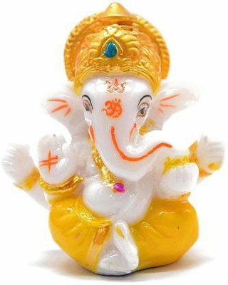 gandak Lord Ganesha Idol Decorative Showpiece  -  6.5 cm(Marble, Yellow)