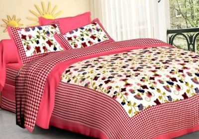 Elfbela Cotton Double Flat 151 TC Jaipuri Prints Bedsheet(Pack of 3, Multicolor)
