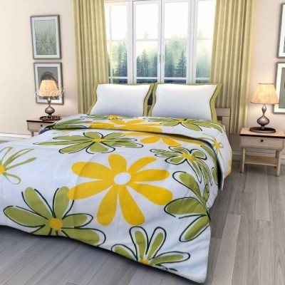 AQRate Floral Double AC Blanket for  AC Room(Poly Cotton, White)