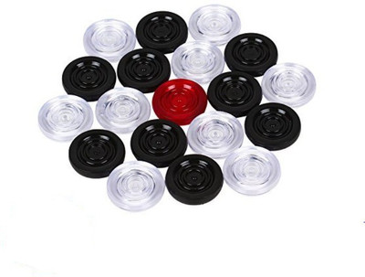 Eyn ransparent Carrom Coin Carrom Pawns (Pack of 20)- with Free 1 Striker and 1 Powder Carrom Board Game