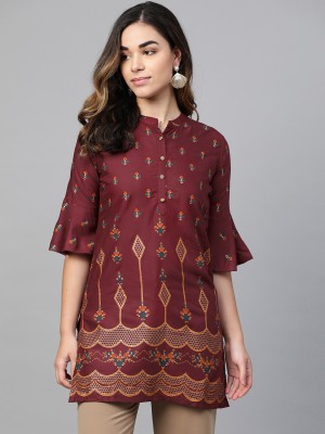 anubhutee Women Printed Straight Kurta(Maroon)