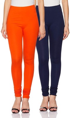 E Solutions Churidar  Ethnic Wear Legging(Dark Blue, Orange, Solid)