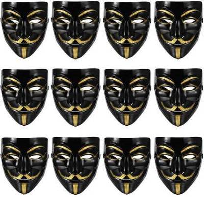 Bal samrat Vendetta Comic Face Anonymous Hacker Black color Party Mask Set of 12 Party Mask
