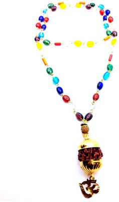 Raviour Lifestyle Lifestyle Mahadev Shiva Om Rudraksha Pendant With Navratan Mala For Mahadev Blessing Stone Chain