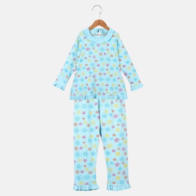 ANIXA Girls Printed Blue Top & Pyjama Set