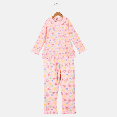 ANIXA Girls Printed Pink Top & Pyjama Set