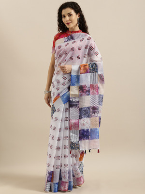 BOVTY Printed Bollywood Linen Saree(Multicolor)