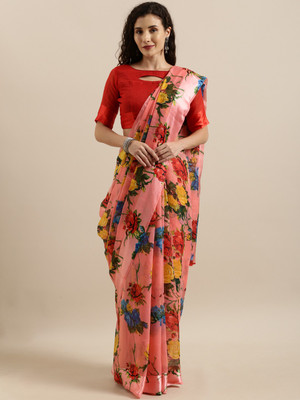 Shavya Printed Bollywood Linen Saree(Pink)