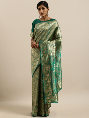 Shavya Self Design Bollywood Pure Silk Saree(Green)