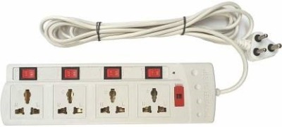 Leavess 4Switch 4 socket extension Board with 3mtr wire 6AMP 4  Socket Extension Boards(White, 3 m)
