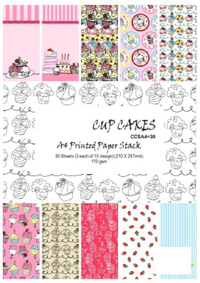 R H lifestyle A4 Cup cakes Theme Paper Pack 30 Sheets Elegant Retro Thick Beautiful Pattern Printed Paper For DIY