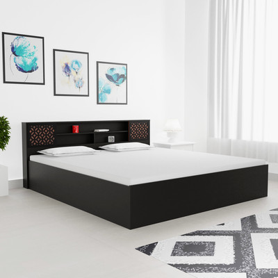 Barewether Flora Engineered Wood King Box Bed(Finish Color - Wenge)