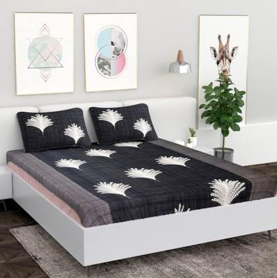 Vomzer 180 TC Microfiber Double Printed Flat Bedsheet(Pack of 1, Black)
