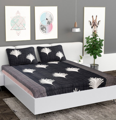 Vomzer 180 TC Microfiber Double Printed Flat Bedsheet(Pack of 1, Black)