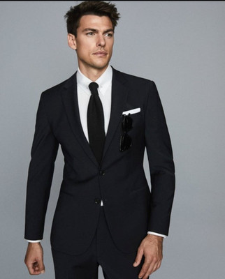 TRULYFAB Solid Single Breasted Formal Men Blazer(Black)