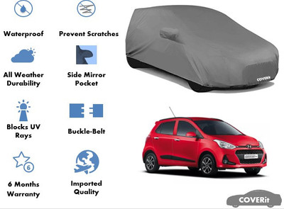 Coverit Car Cover For Hyundai Grand i10 (With Mirror Pockets)(Grey)