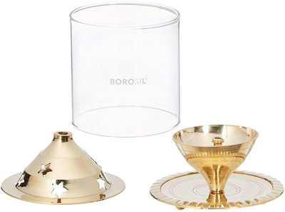BOROSIL BOROSIL AKHAND DIYA MEDIUM SIZE Brass Table Diya(Height: 5 inch)