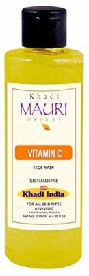 Khadi Mauri Herbal Vitamin C  - Powerful Cleanser, Brightens Complexion, Boosts Skin Tone - SLES & PARABEN FREE - 210 ml Face Wash (210 ml)