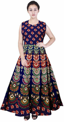 Bharti Empire Women A-line Multicolor Maxi/Full Length Dress