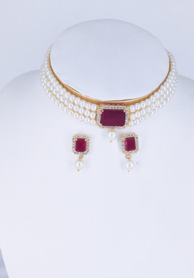 poojithajewellers Alloy Gold-plated Multicolor Jewellery Set(Pack of 1)