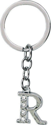 Electro Cloud Alphabet Letter R Metal Keychain for Car Bike Men Women Keyring (Silver) Key Chain