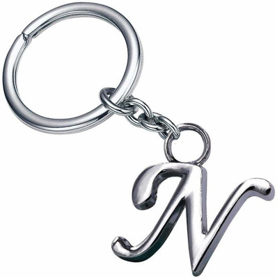 gtrp English-Alphabet-Letter-N-Silver-Metal-Keychain Key Chain