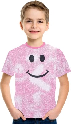Luke and Lilly Boys Printed Cotton Blend T Shirt(Pink, Pack of 1)